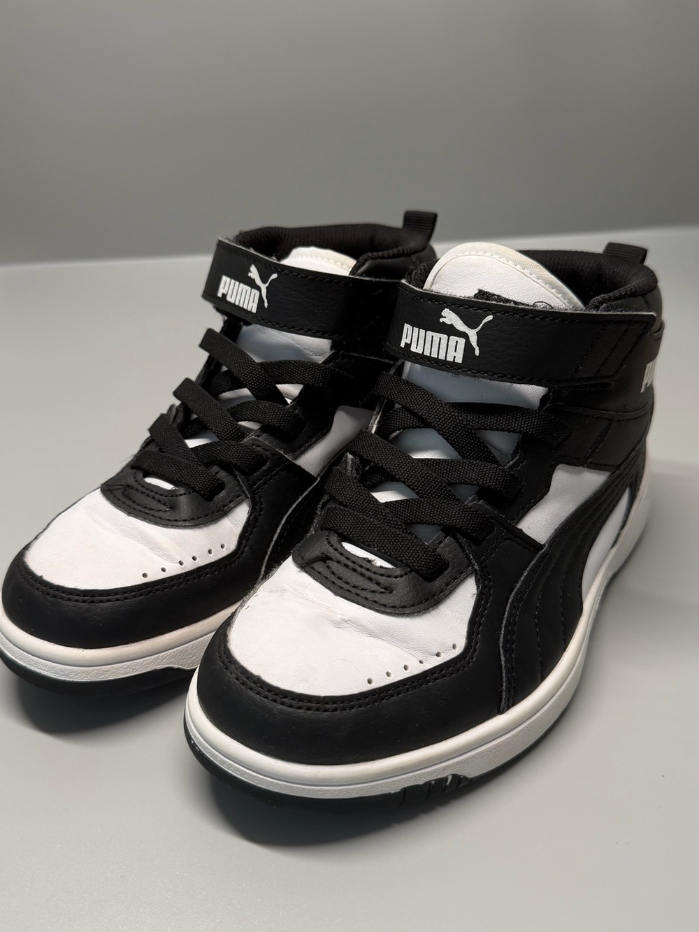 Puma Kids Black & White Mid-Top Sneakers